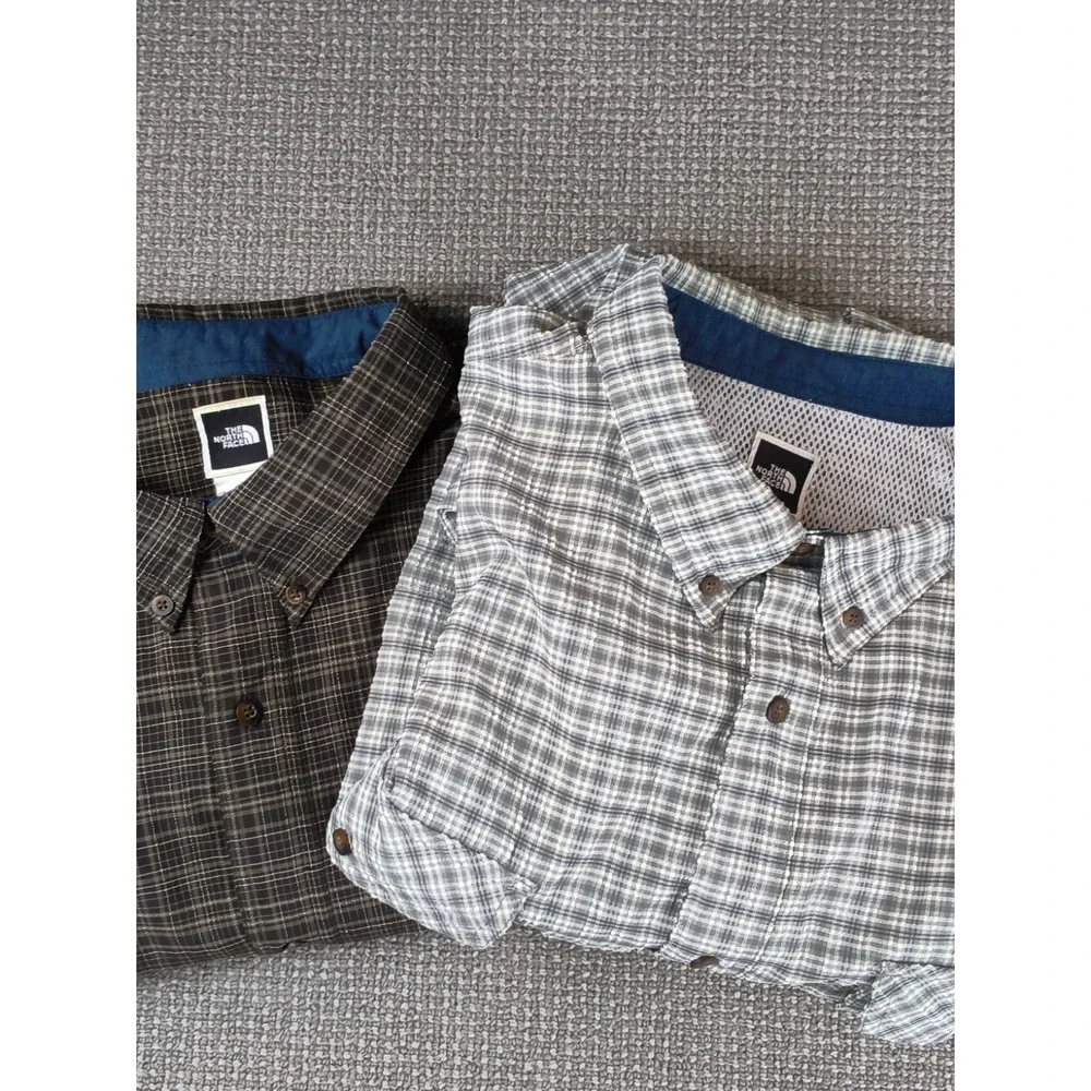 BUNDLE Set of 2 The North Face Men's Plaid Long Sleeve Trail Shirts - Size XXL